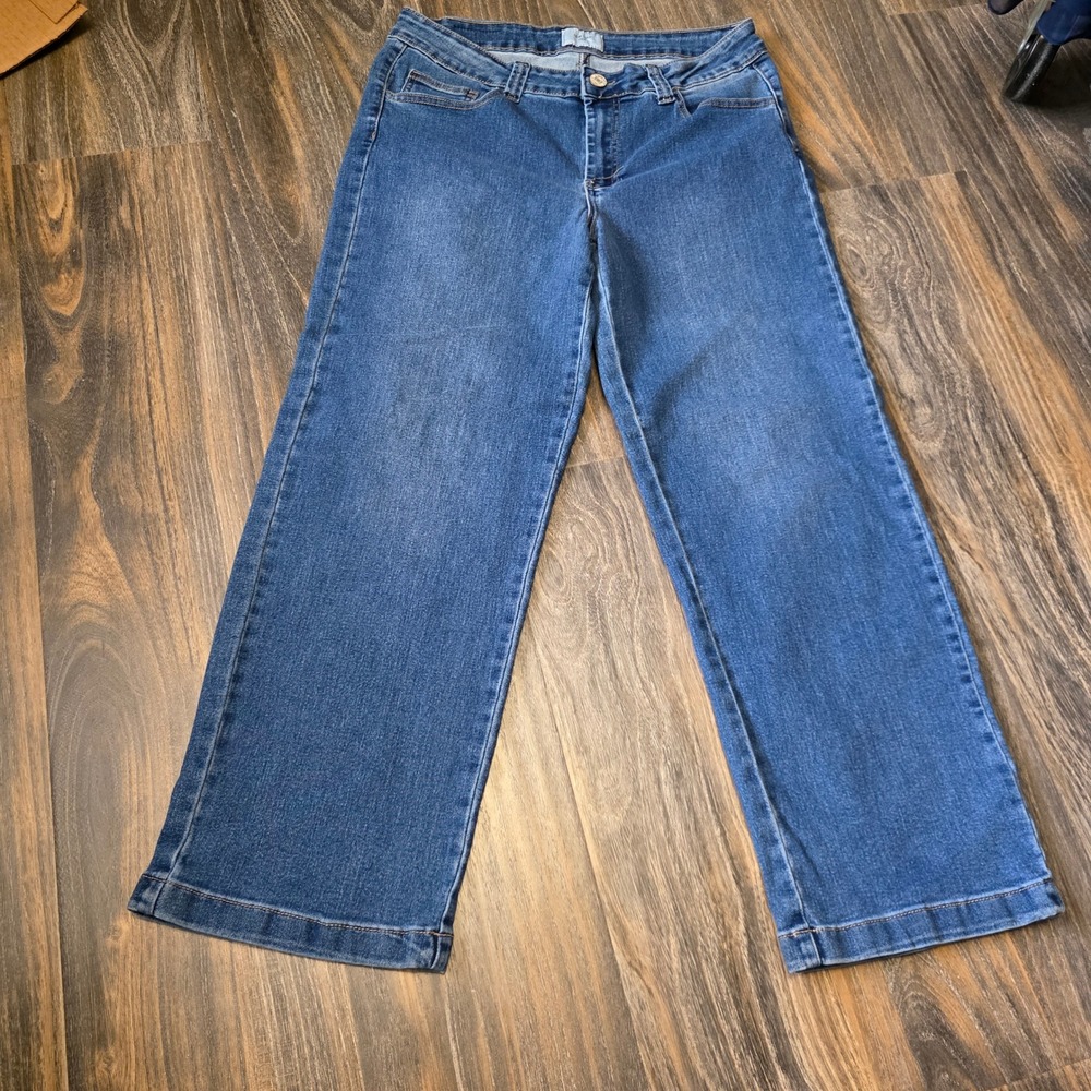 New Max USA Womens Wide Leg Jeans Medium Wash Stretch Denim Size 14